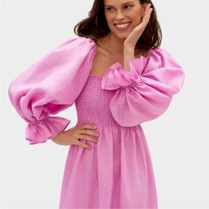 Sleeper Atlanta Linen Dress in Pink size L